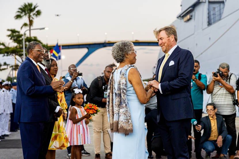 King Willem-Alexander and Governer Lucille George-Wout at Curacao