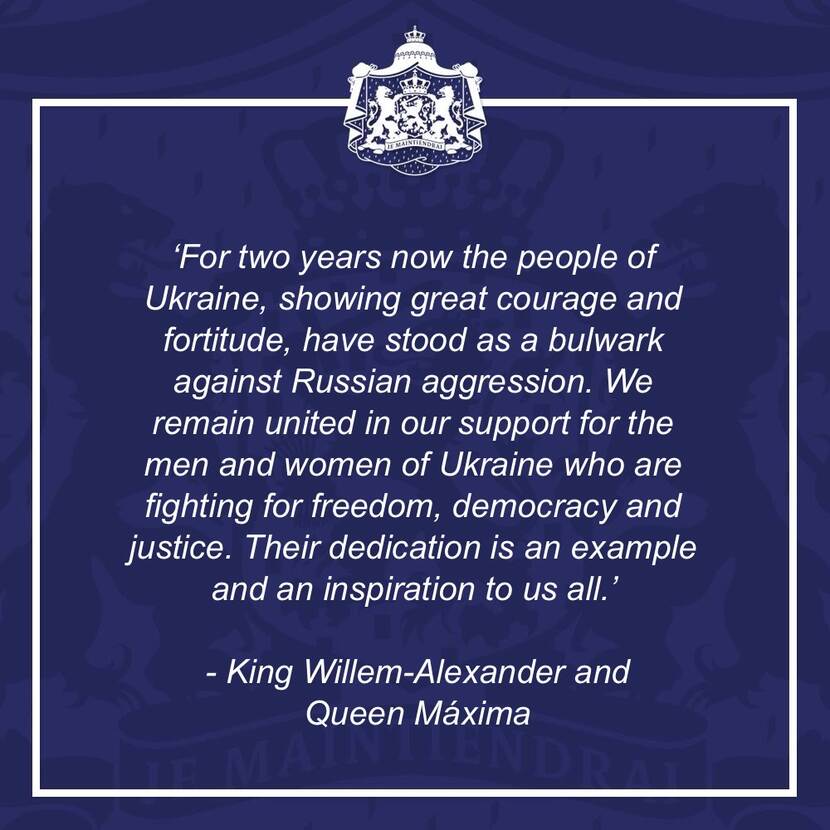 A message of support from King Willem-Alexander and Queen Máxima to the people of Ukraine