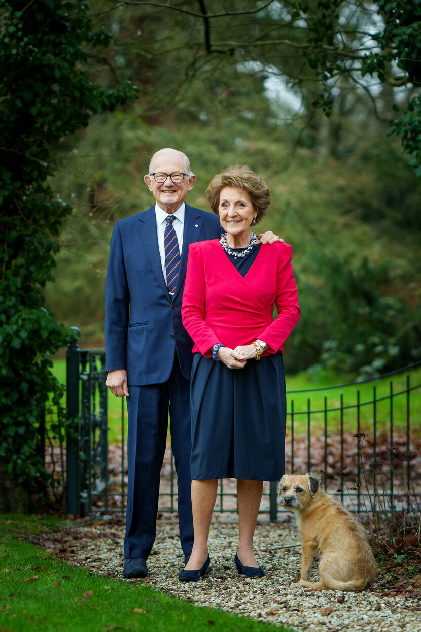 Princess Margriet and professor Pieter van Vollenhoven with their dog Boogiewoogie