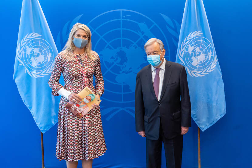 Her Majesty Queen Máxima with UN Secretary-General António Guterres.