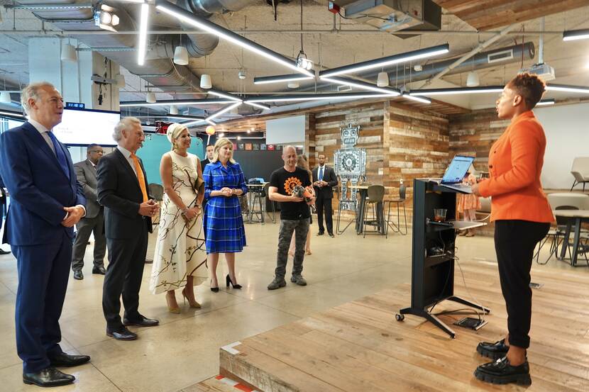 Queen Máxima attends an event for local startups and tech companies