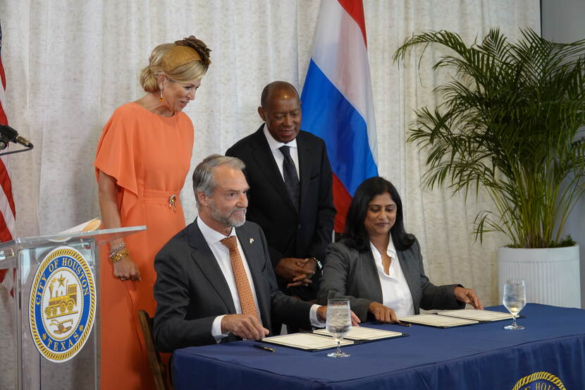 Queen Máxima at meeting with Mayor Sylvester Turner