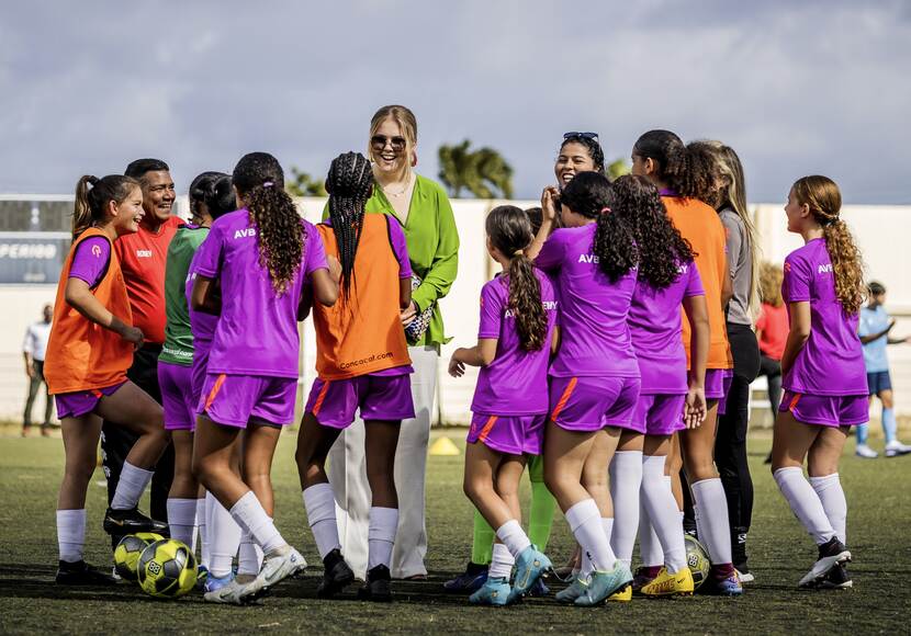 The Princess of Orange visit the Soccer Academy at Compleho Deportivo Frans Figaroa at Aruba