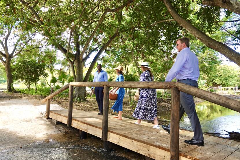 King Willem-Alexander, Queen Máxima and the Princess of Orange visit Hofi Mango in Curacao