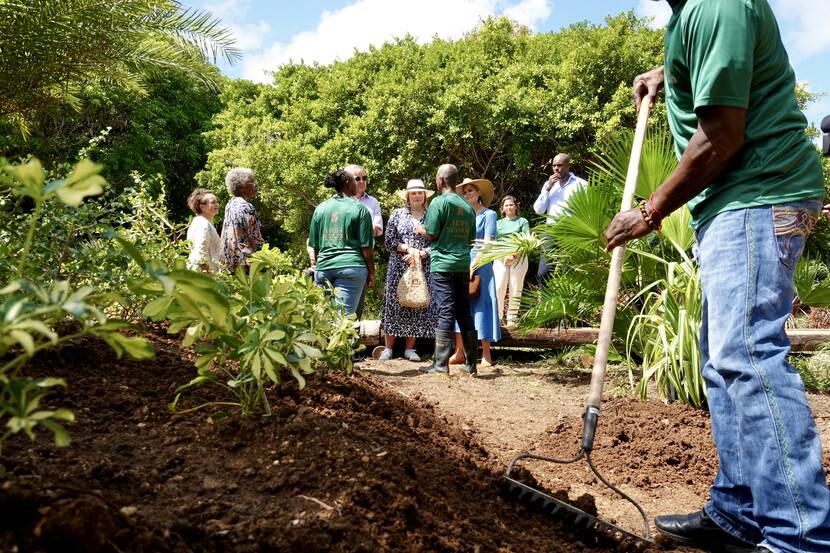 King Willem-Alexander, Queen Máxima and the Princess of Orange visit Hofi Mango in Curacao