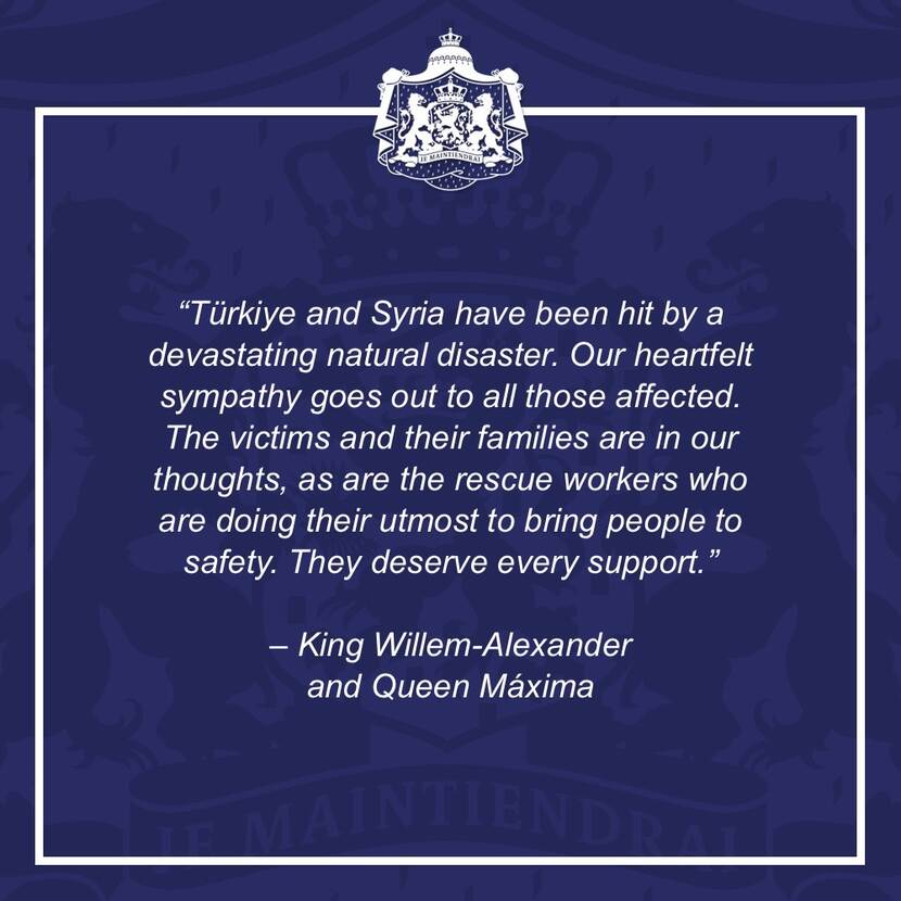 Response by King Willem-Alexander and Queen Máxima to the earthquakes in Türkiye and Syria