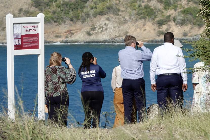 King Willem-Alexander, Queen Máxima and the Princess of Orange bird watching St Maarten