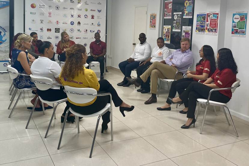 King Willem-Alexander, Queen Máxima and the Princess of Orange visit Resources for Community Resilience in St Maarten