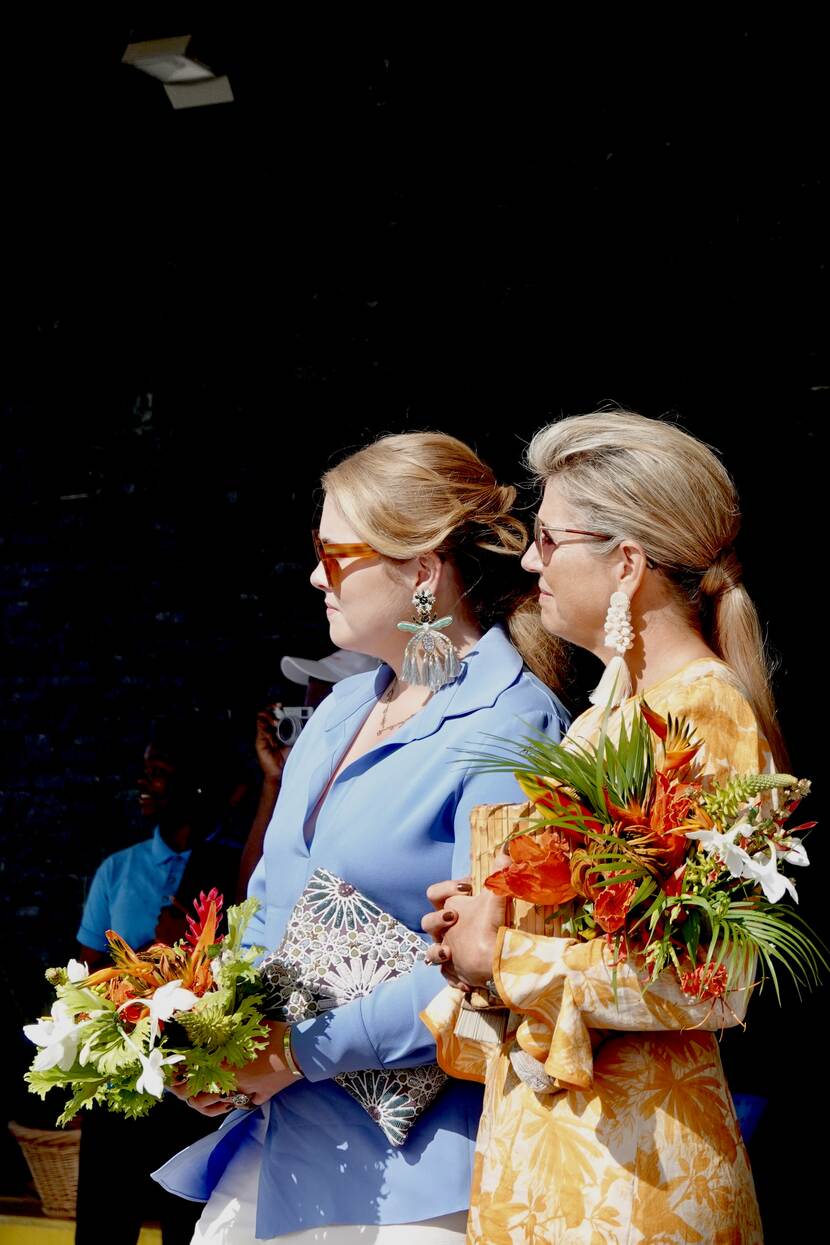 Queen Máxima and the Princess of Orange arrive at St Eustatius