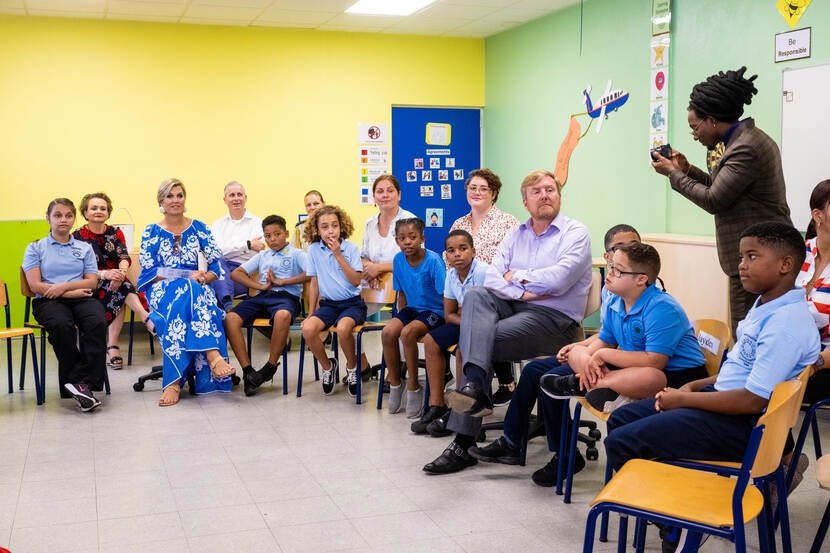 King Willem-Alexander and Queen Máxima at the Expertise Center Education Care in Saba