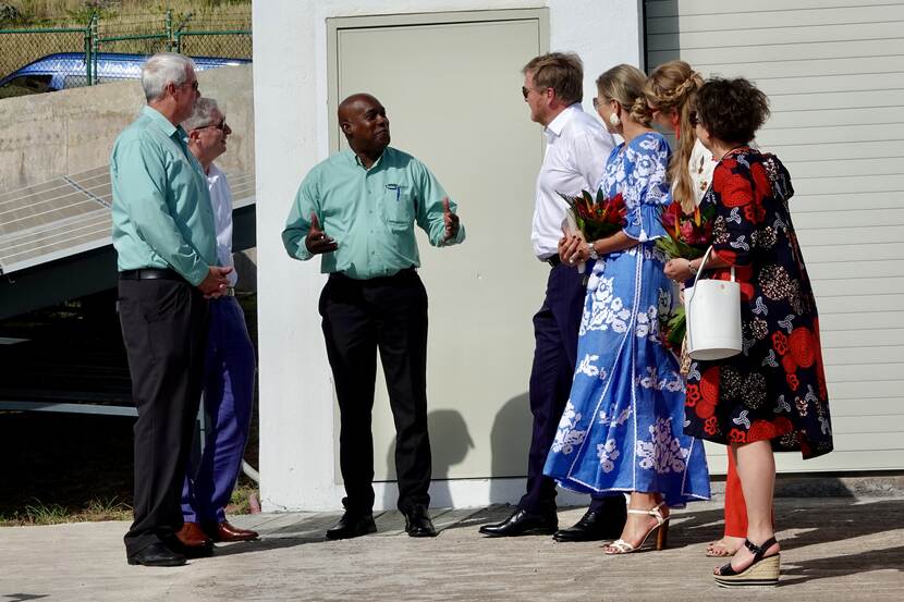 King Willem-Alexander, Queen Máxima and the Princess of Orange at Solar Park in Saba