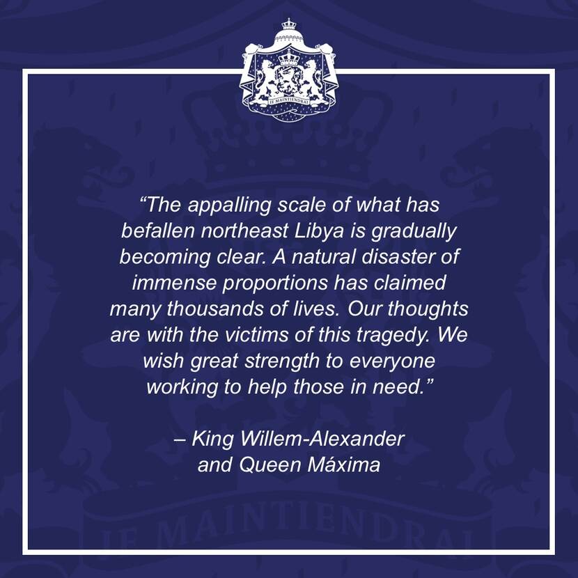 Response by King Willem-Alexander and Queen Máxima to the natural disaster in Libya