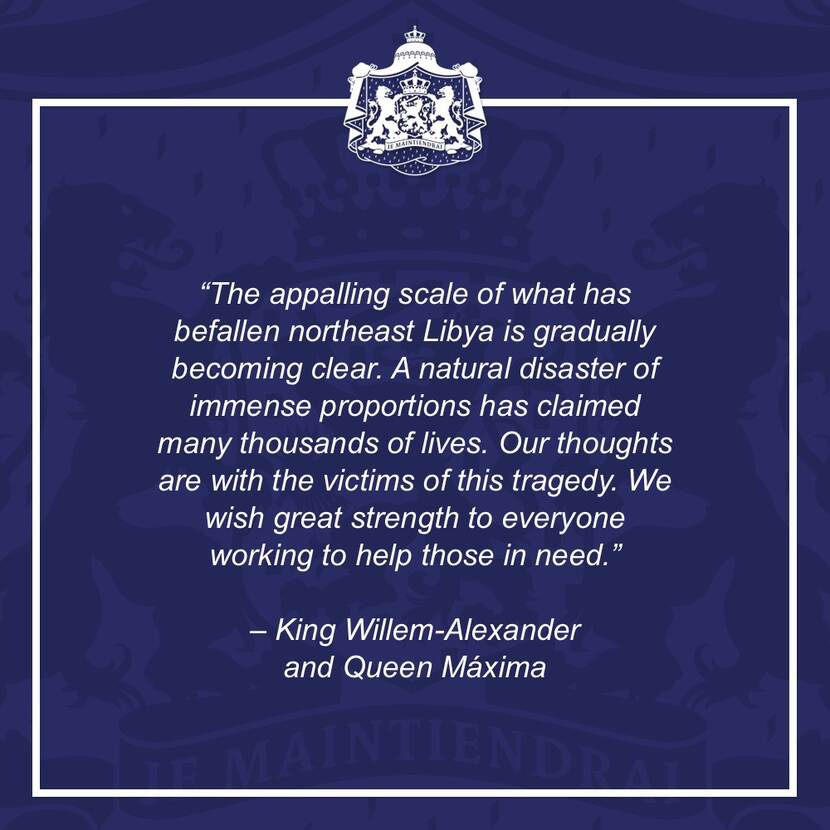 Response by King Willem-Alexander and Queen Máxima to the natural disaster in Libya