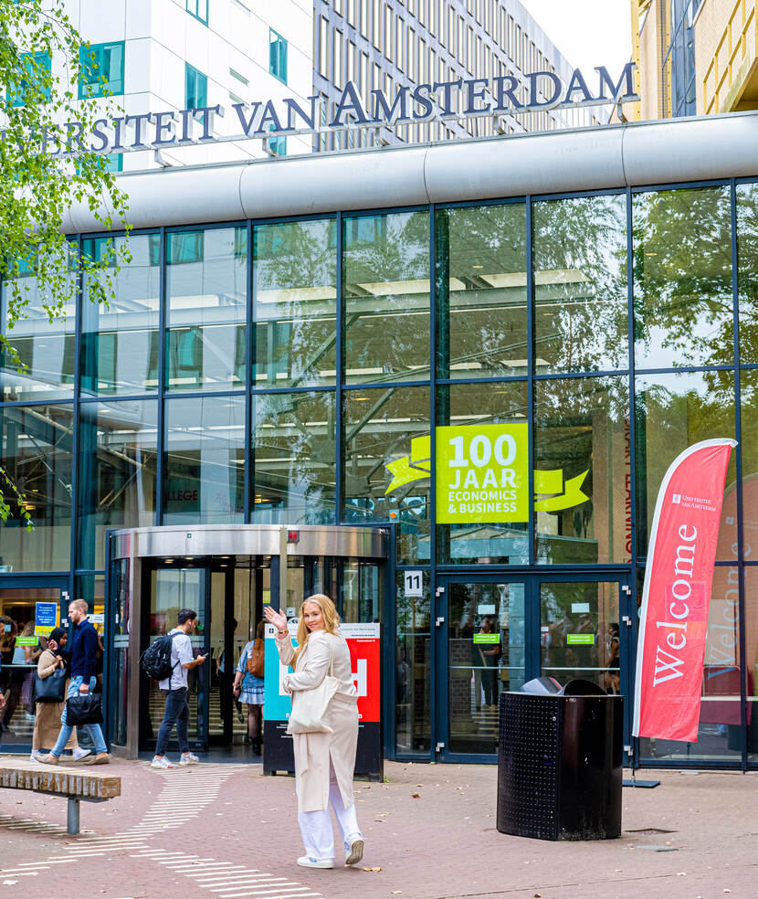 The Princess of Orange arrives at the University of Amsterdam for her first day of college