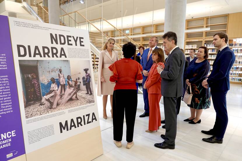 King Willem-Alexander and Queen Máxima visit the World Press Photo exhibition on women’s rights in Athens