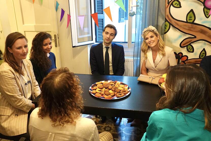 Queen Máxima visits a home for girls who arrived in Greece as unaccompanied minor refugees