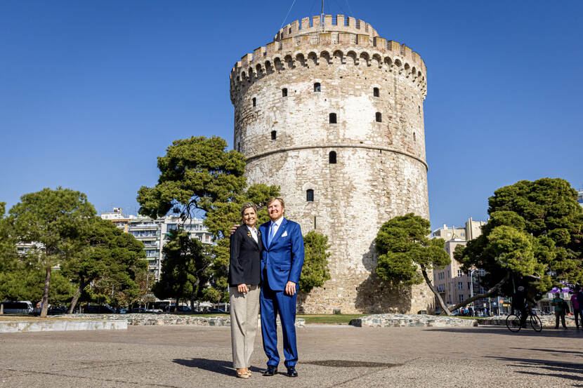 King Willem-Alexander and Queen Máxima visit the historical White Tower in Thessaloniki