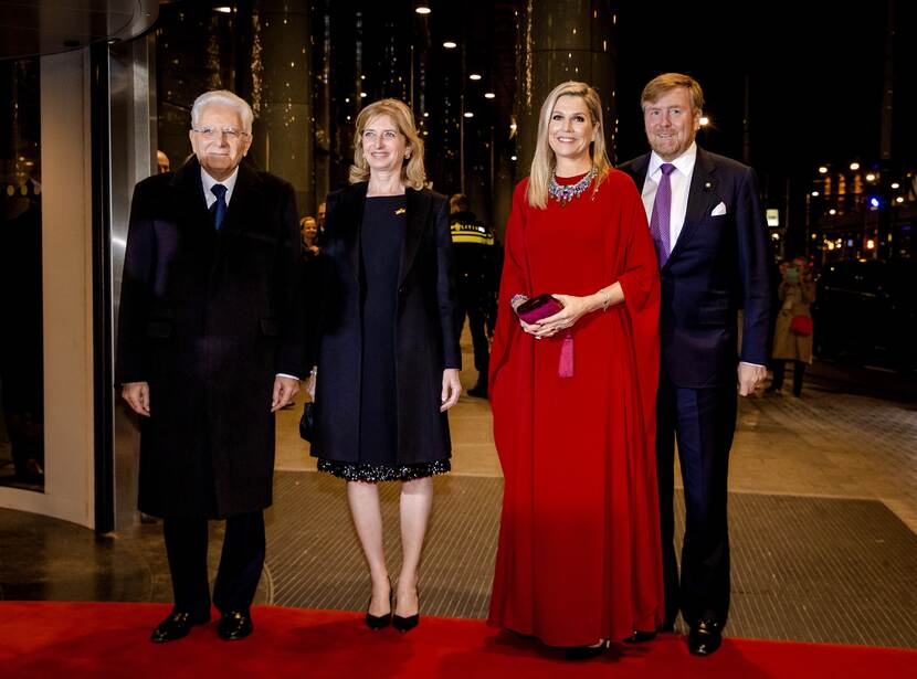President Mattarella, Laura Mattarella, Queen Máxima and King Willem-Alexander at the Concertgebouw in Amsterdam