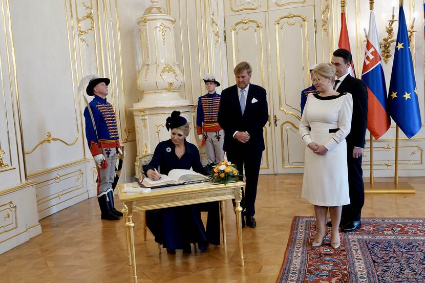 Queen Máxima and King Willem-Alexander at the Presidential Palace in Bratislava