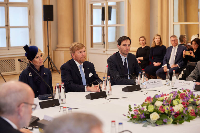 King Willem-Alexander and Queen Máxima meet with representatives of the Slovak press, government and police