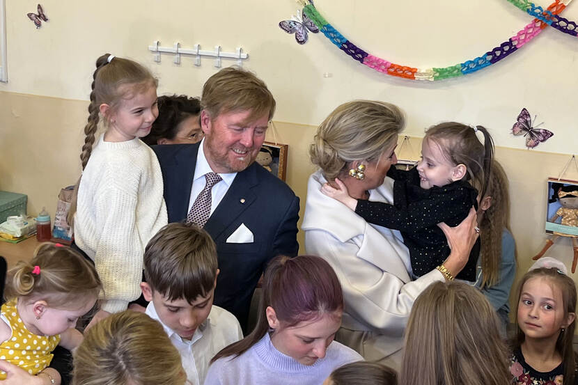 King Willem-Alexander and Queen Máxima at centre for Ukrainian refugees in Poprad Slovakia