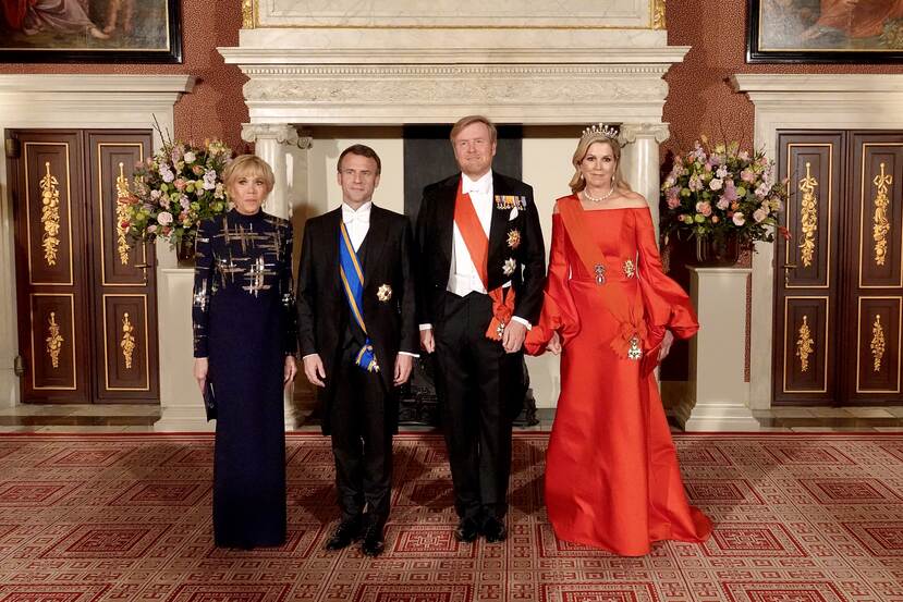 King Willem-Alexander, Queen Máxima and President and Mrs Macron at the state banquet