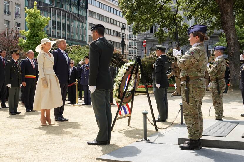 Wreath-laying ceremony state visit Belgium King Willem-Alexander and Queen Máxima