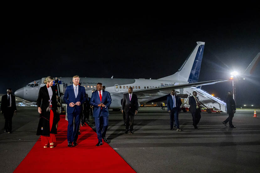 King Willem-Alexander and Queen Máxima arrive at airport for state visit Kenya