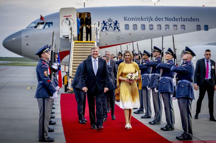 King Willem-Alexander and Queen Máxima arrive at airport for state visit Czech Republic